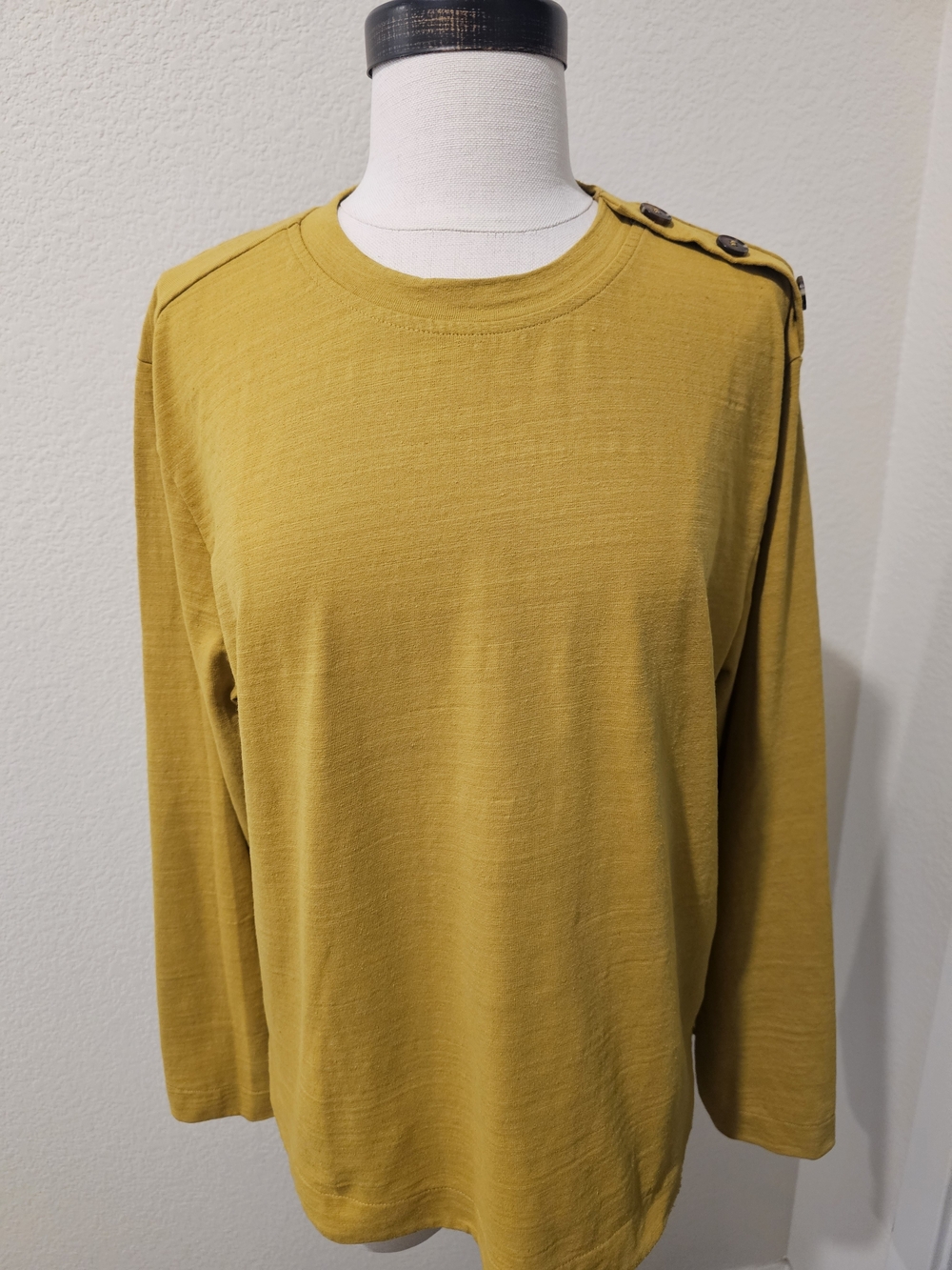 United Colors Of Benetton Mustard Long Sleeve Crewneck with Shoulder Buttons